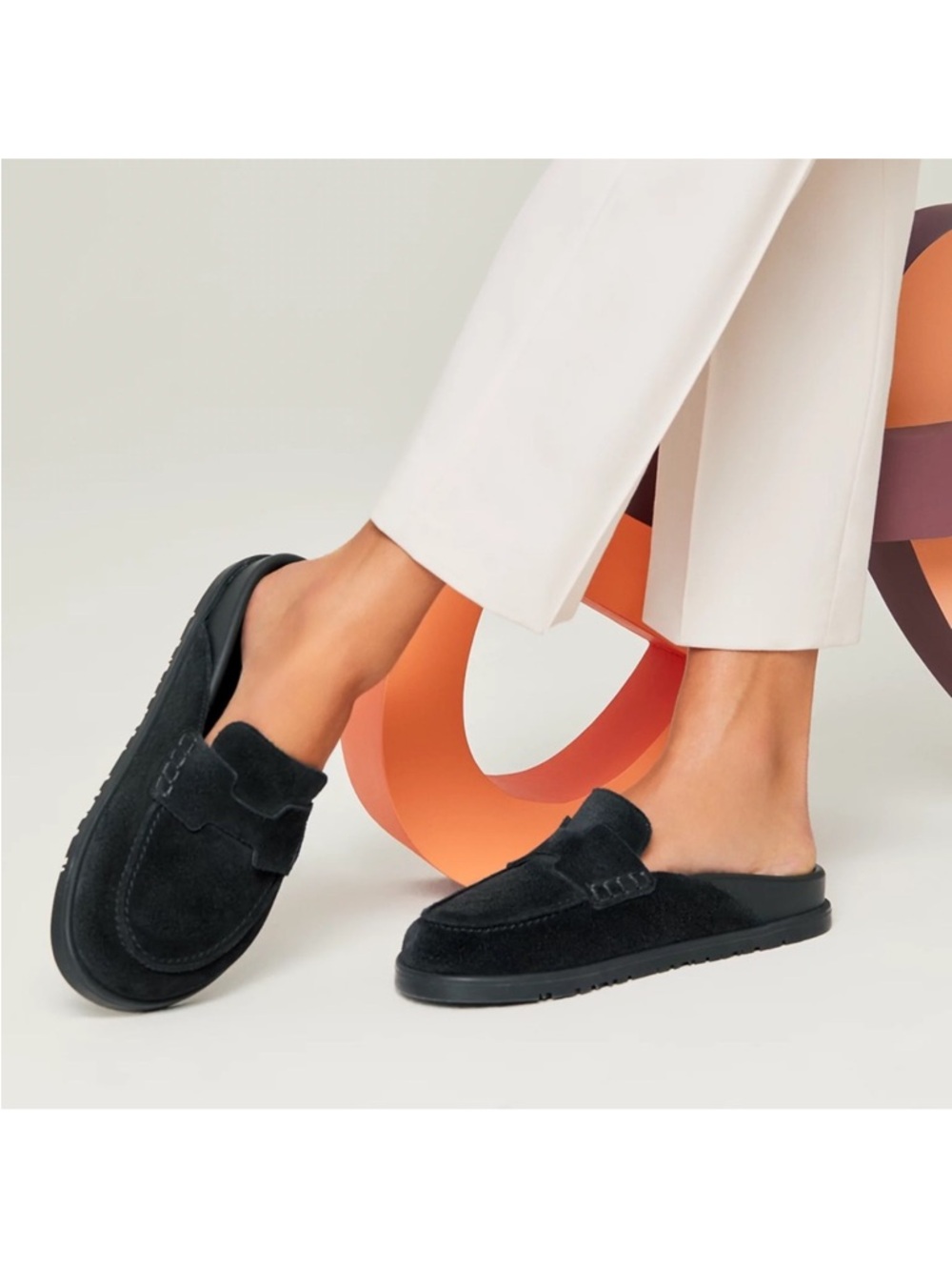 Black Suede Slip-On Mule Loafers - Women